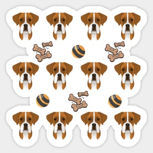 Boxer dog with ball and treats pattern Sticker